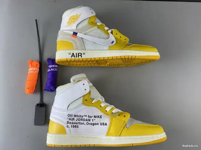 One Kick Air AQ0818-149 Powder Dark 1 Jordan Off-White NRG Yellow-Cone x White 0706
